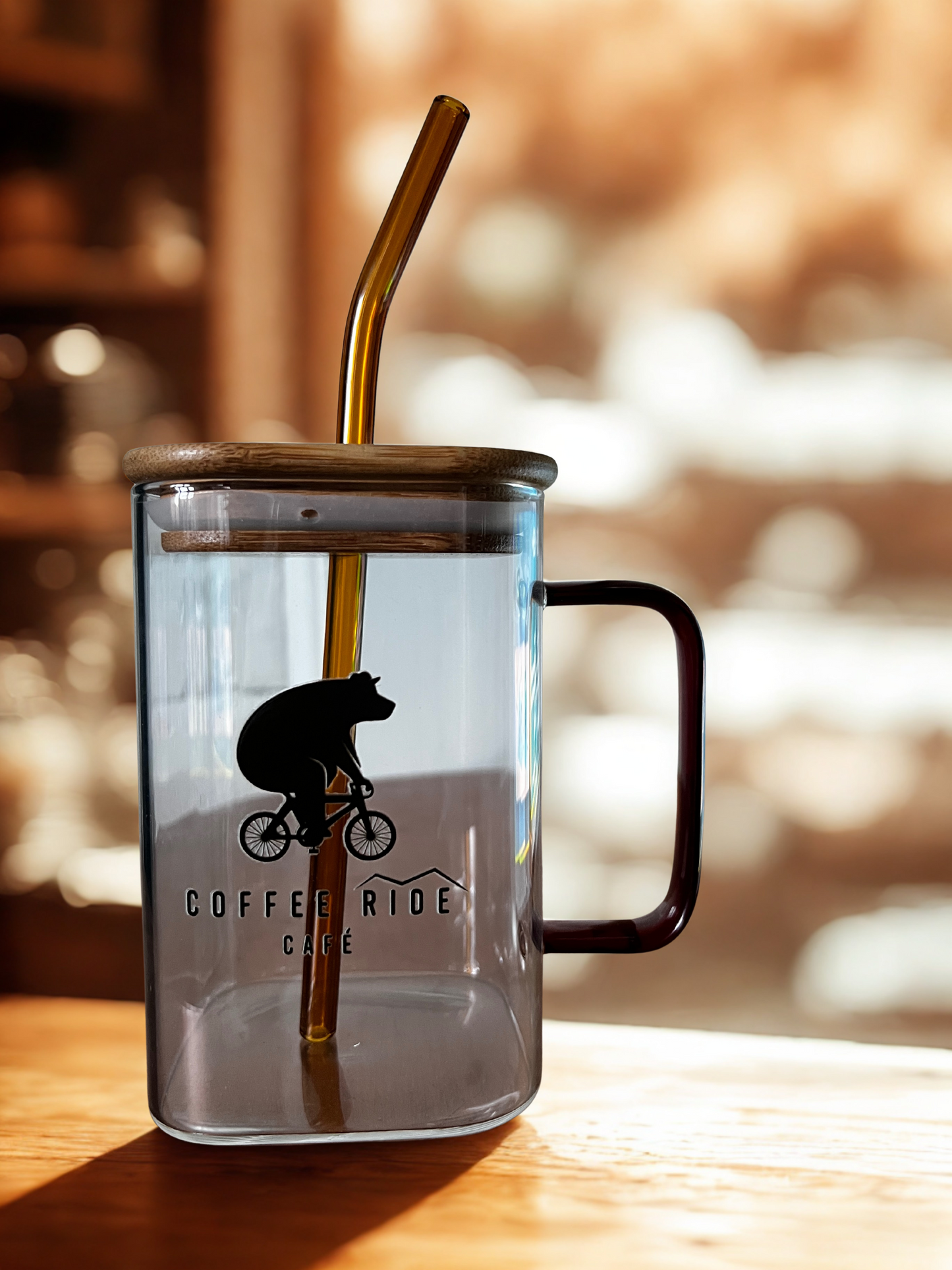 20oz Square Glass with Bamboo Lid